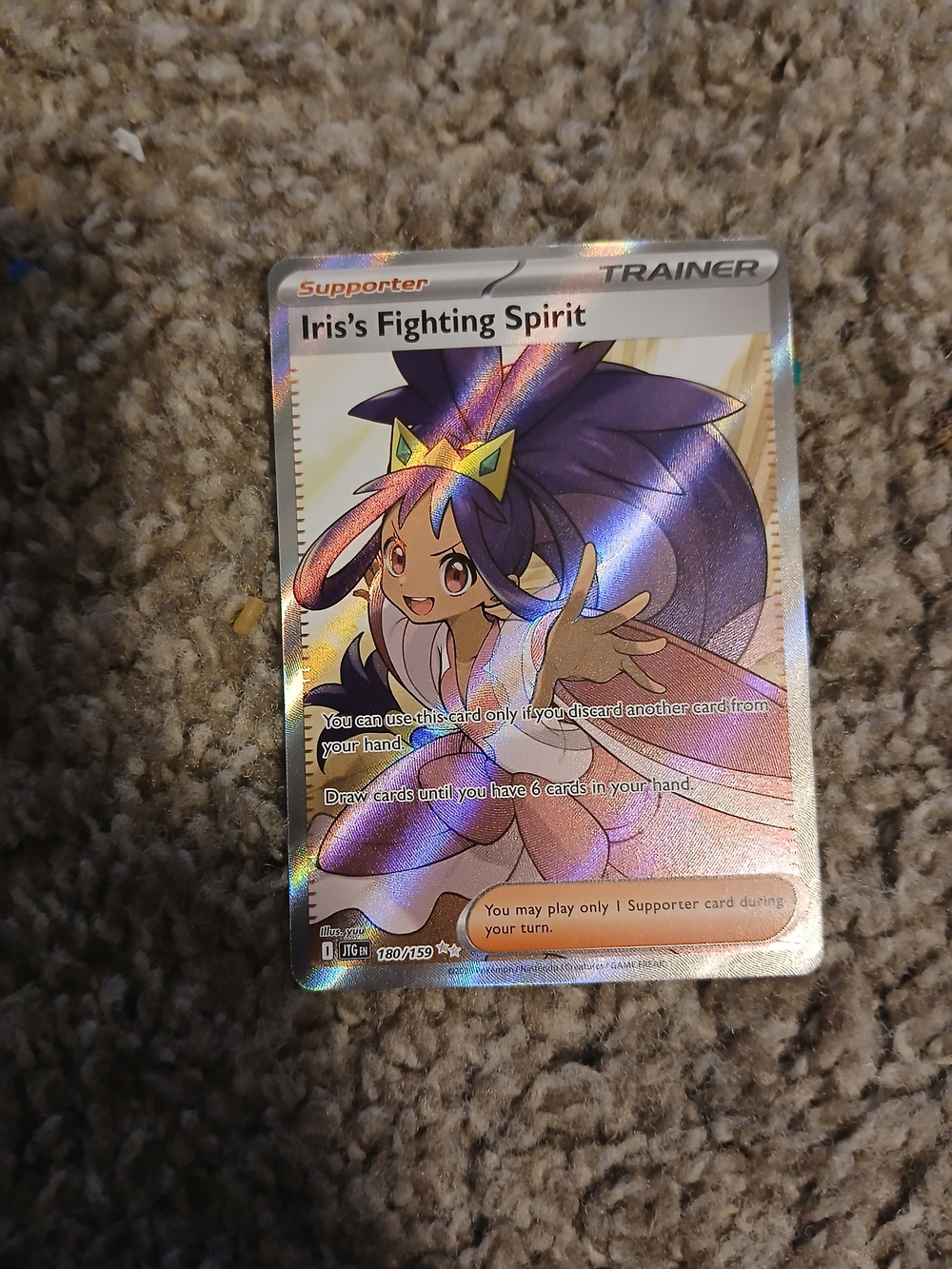 Pokemon Iris's Fighting Spirit Holo Card - Purple, Yellow, Pink